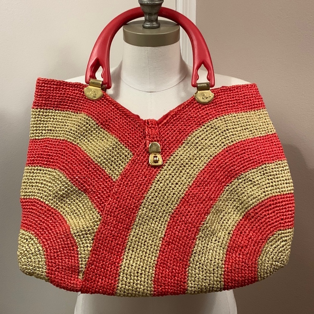 VINTAGE Acrylic Summer Tote L 16” H 12”